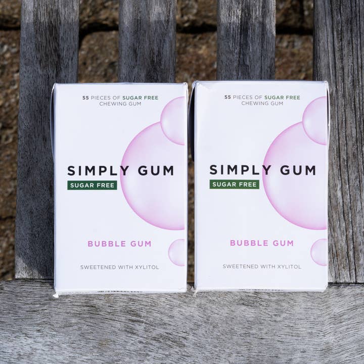Simply Gum - Wholesale Chewing Gum - Sugar Free Bubble Gum 55ct - Natural + Plastic-Free | 6 Pk0