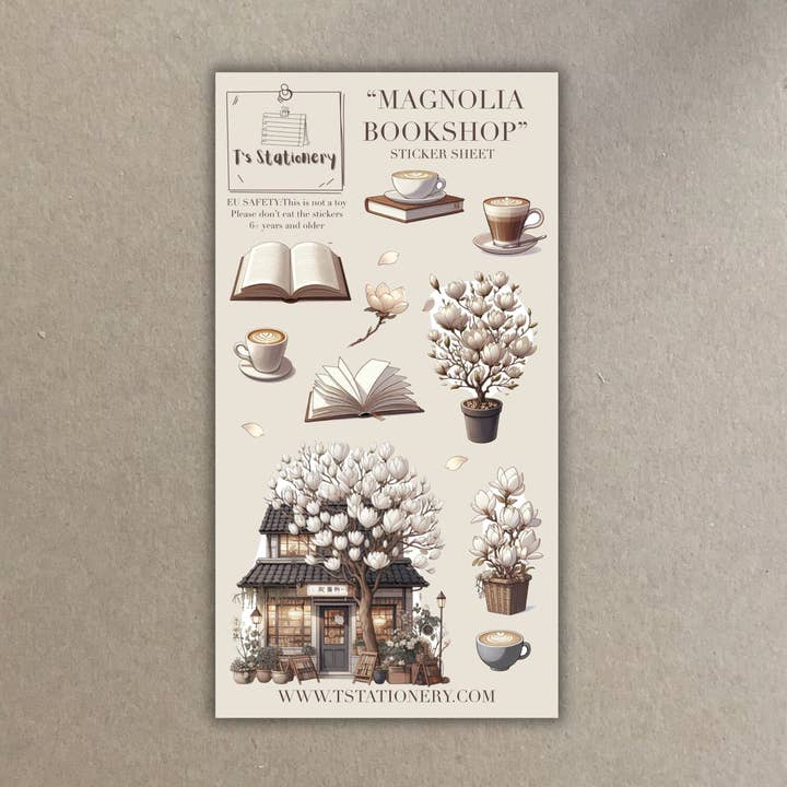 "Feuille d'autocollants de la librairie Magnolia" pour la vente par T's Stationery