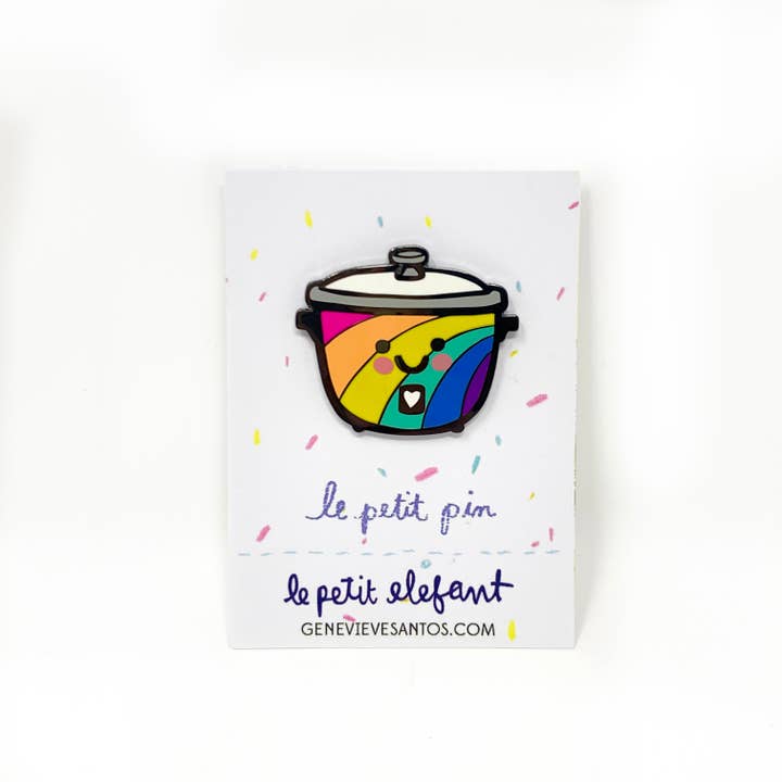 Le Petit Elefant - Wholesale Lapel Pin/Button - LBGTQIA Rainbow Rice Cooker Enamel Pin