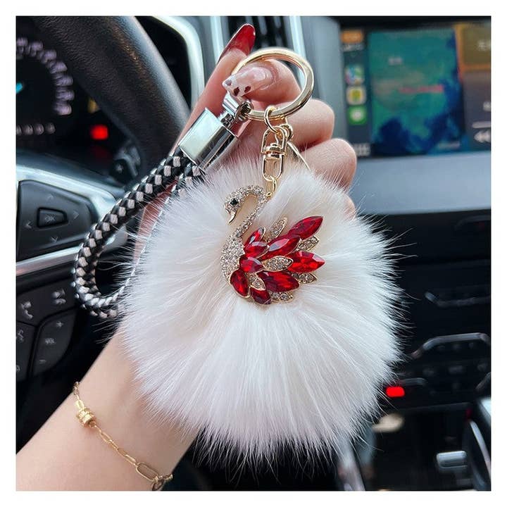 Kristallsvan Rävpäls Nyckelring för wholesale av Ekartini