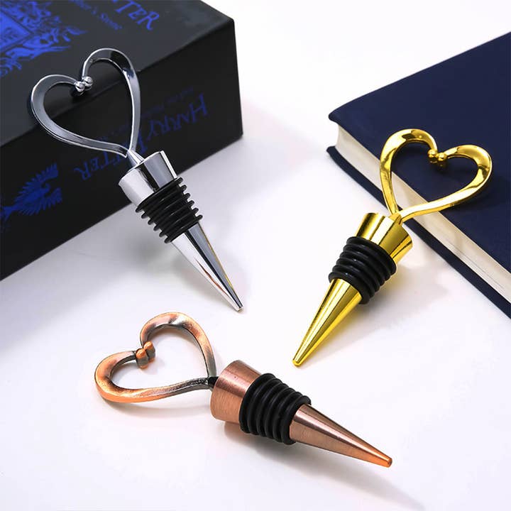 Sostraw & SmartThings - Wholesale Wine Stopper - Bottle Stopper - Heart - Gold or Silver2