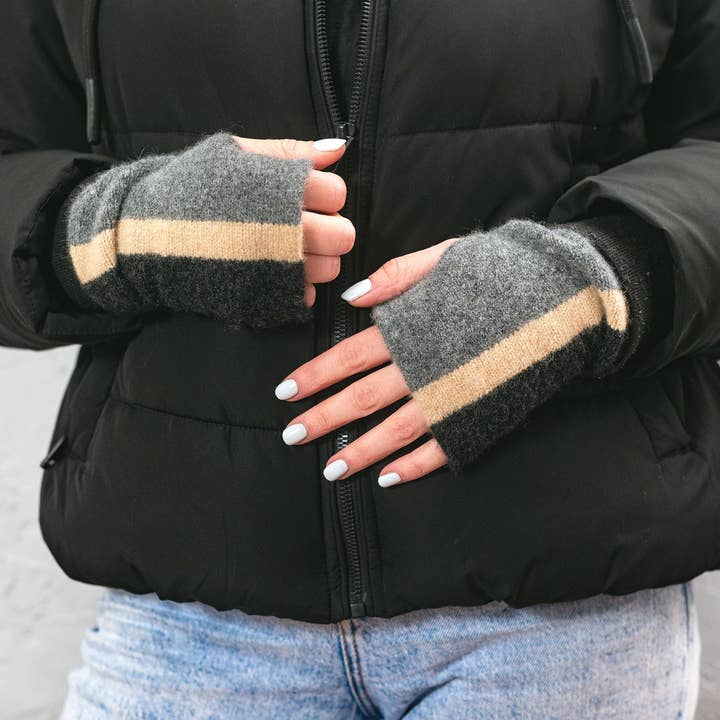 Colourful Knitted Lambswool Fingerless Arm Warmers for wholesale by Lyndsey Currie - Knitted Accessories