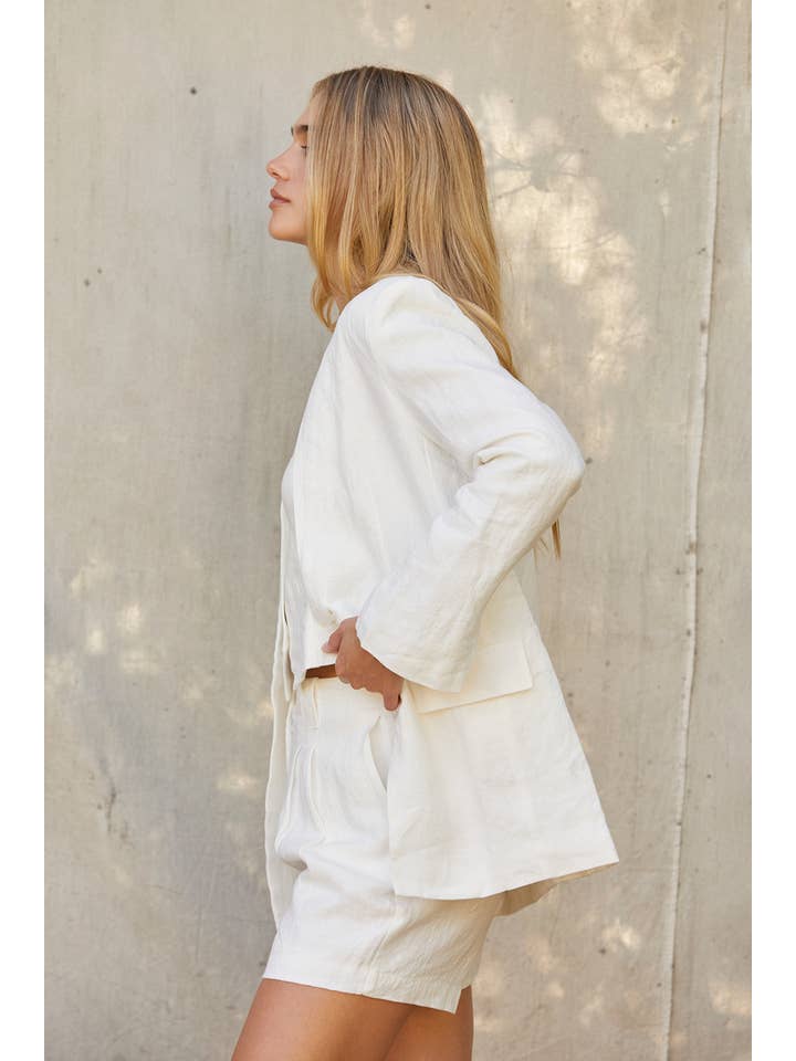 WHITE CJ9095 - Zoey Linen Blazer for wholesale on Faire1