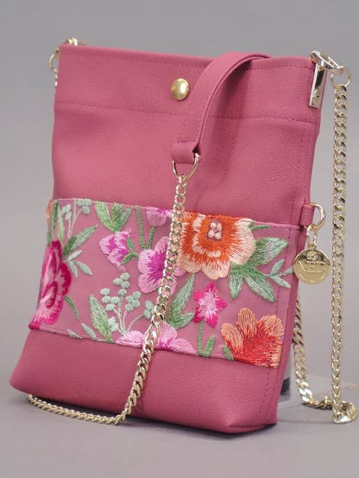 Mini mini taske „COSMIC BLOOM“ - hindbær for engroshandel hos MANUEL ESSL DESIGN