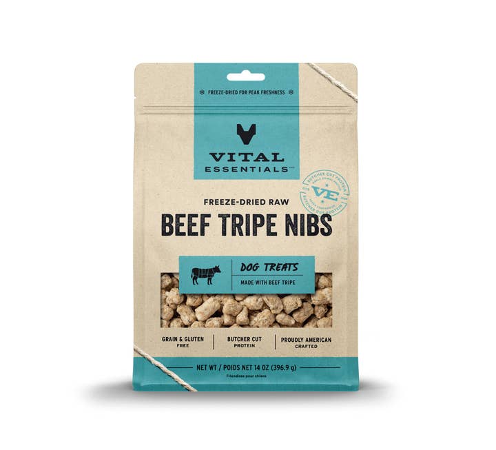 Pet Palette Distribution - Wholesale Pet Treats - Dog - Vital Essential Beef Tripe Nibs FD Dog Treats 14 oz