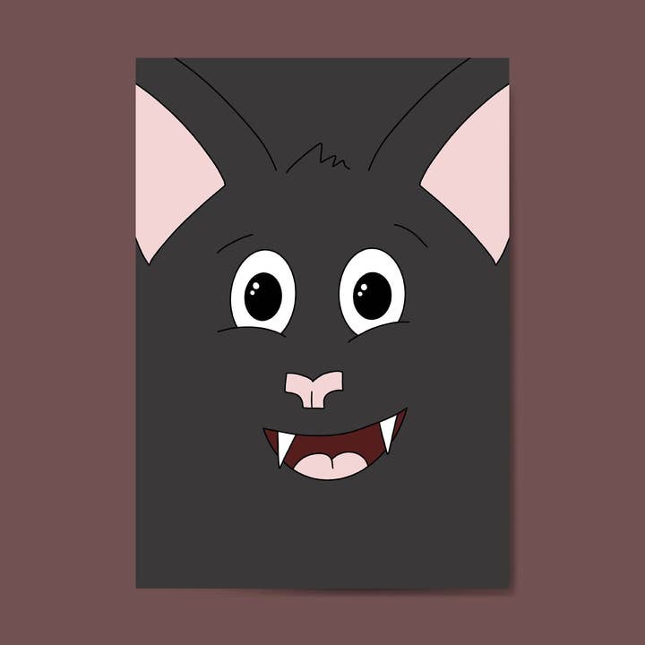 Leuke Bat Halloween ansichtkaart voor wholesale door BeckiLamby