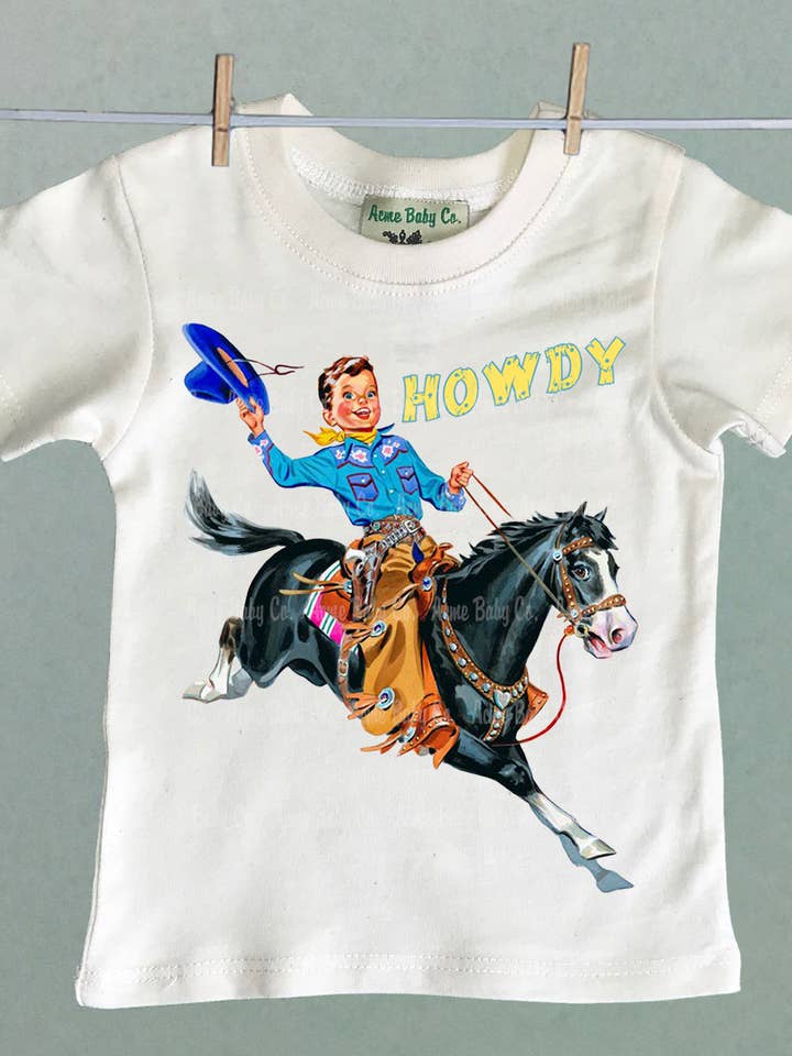 Acme. Baby Co. LLC - Wholesale Screen Printed T-Shirt - Kids - Howdy! Buckaroo Organic Children's Shirt1
