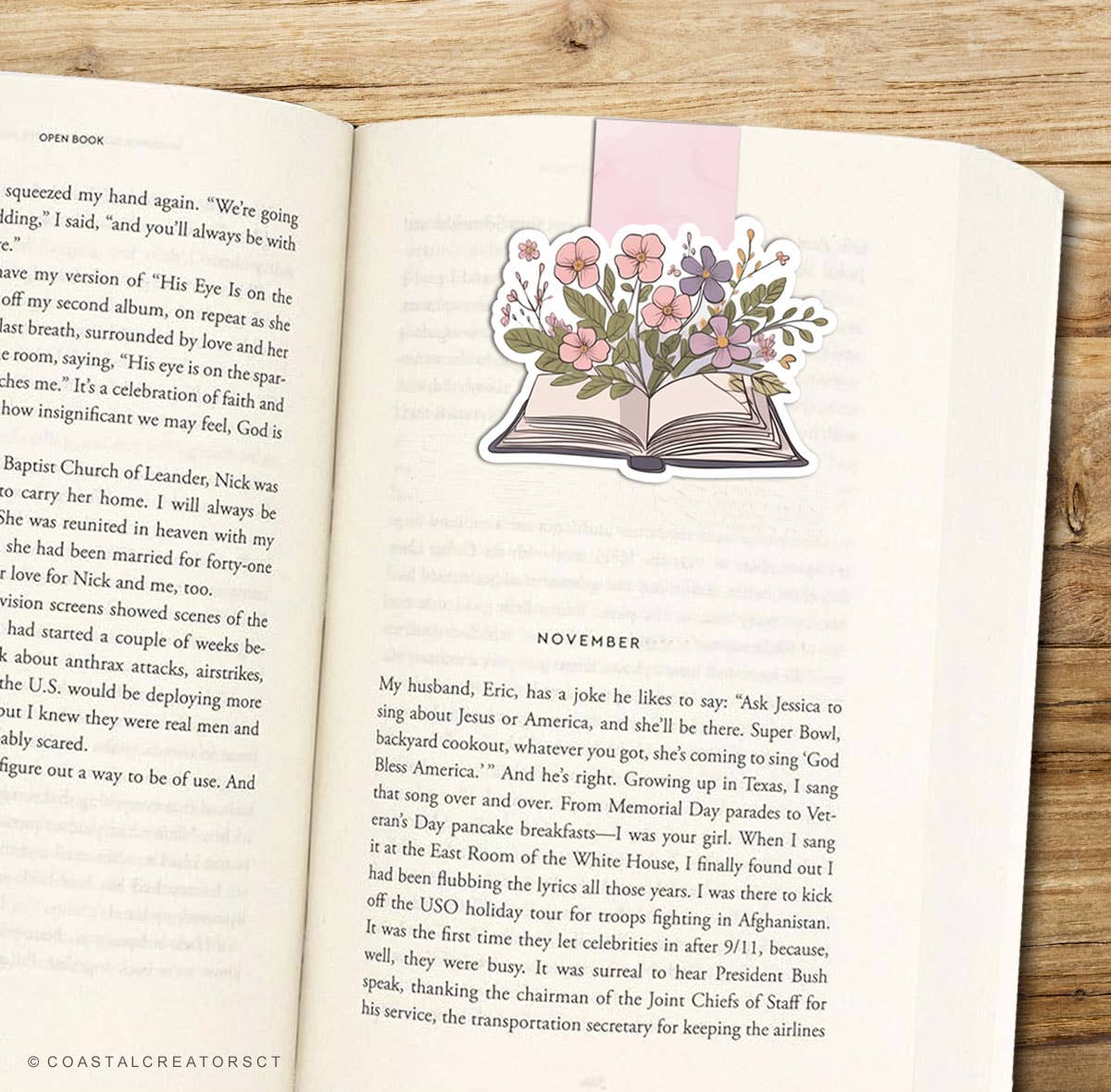 Coastal Creators of Connecticut - Wholesale Bookmark - Open Book with Pink Flowers Magnetic Bookmark (Packaged)3
