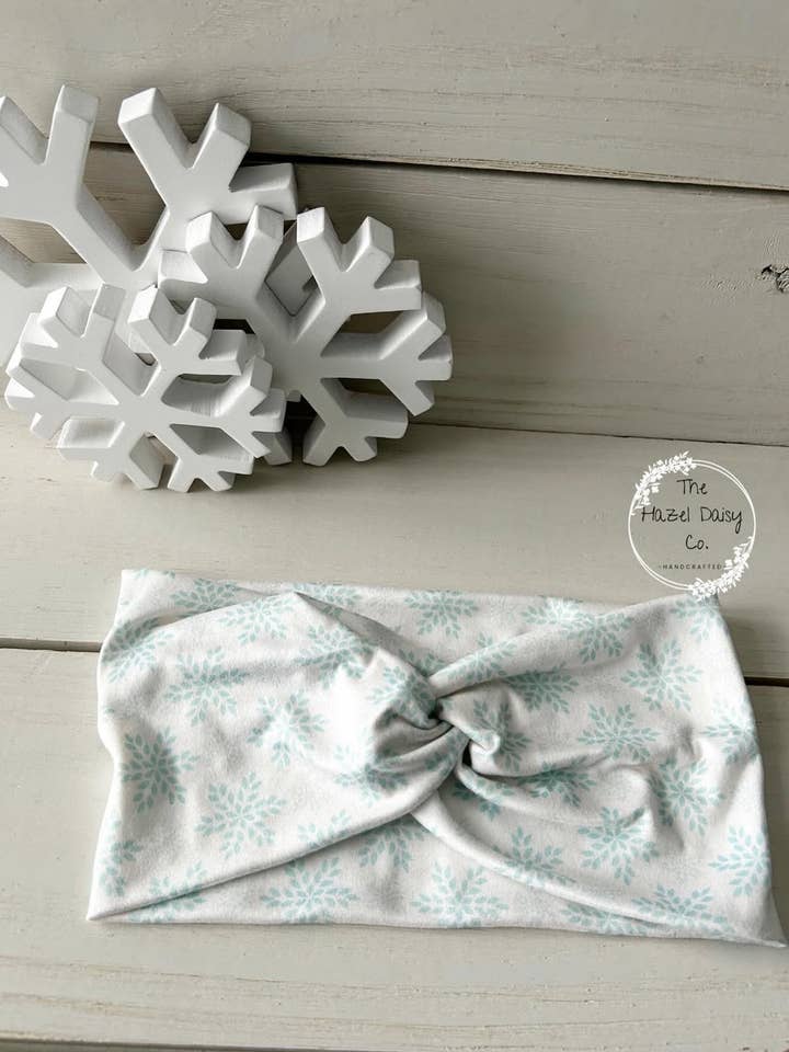 Snowflakes Front Knot Headband for wholesale by The Hazel Daisy Co
