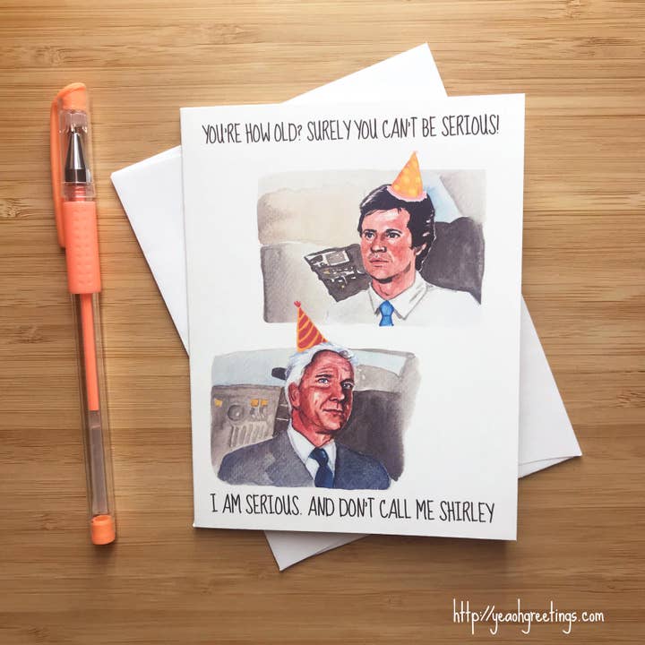 Funny 'Don't Call me Shirley" Birthday Card, 80s Pop Culture for wholesale by Yeaoh! Greetings