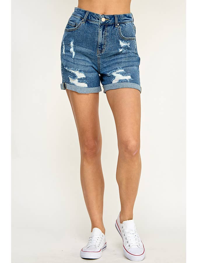 BLUE AGE - Wholesale Shorts - Women's - AUTHENTIC DESTRUCTED MOM SHORTS ,JS-20295