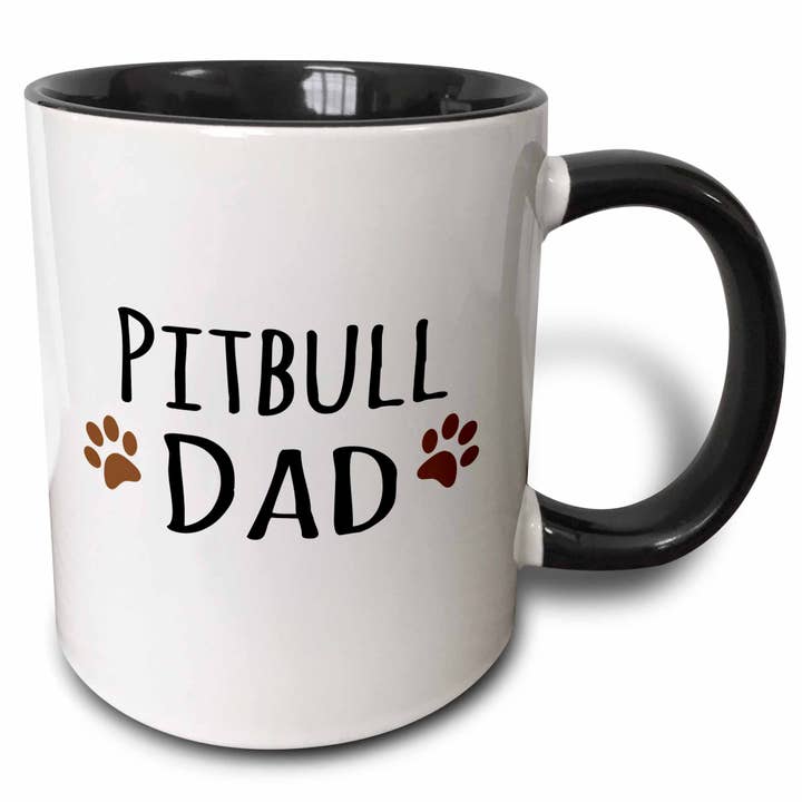 15oz Two-Tone Black Mug Pitbull Dog Dad - Doggie by breed - for wholesale by 3dRose