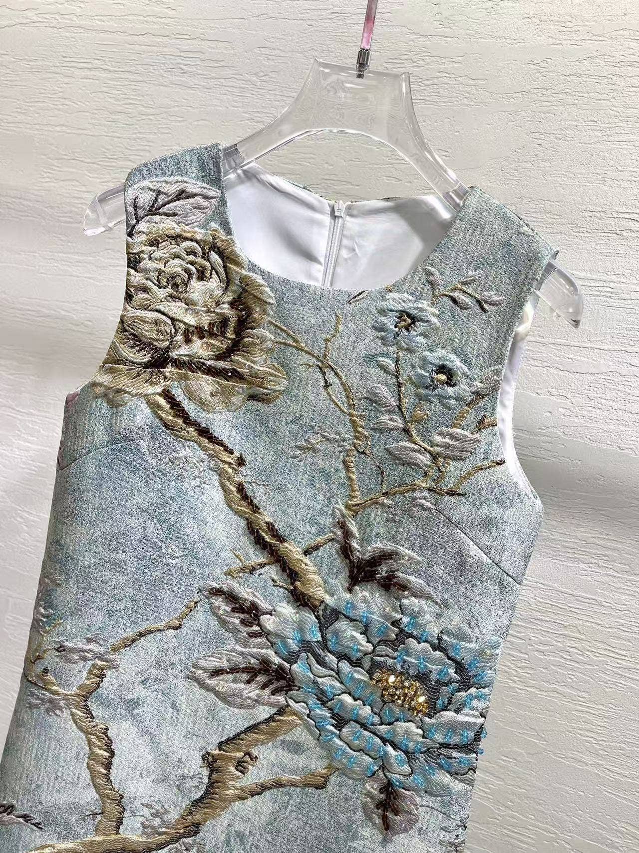 Productseeker - Wholesale Dress - Women's - DR940Y Summer Round Neck Hand-Beaded Floral Vest Dress16