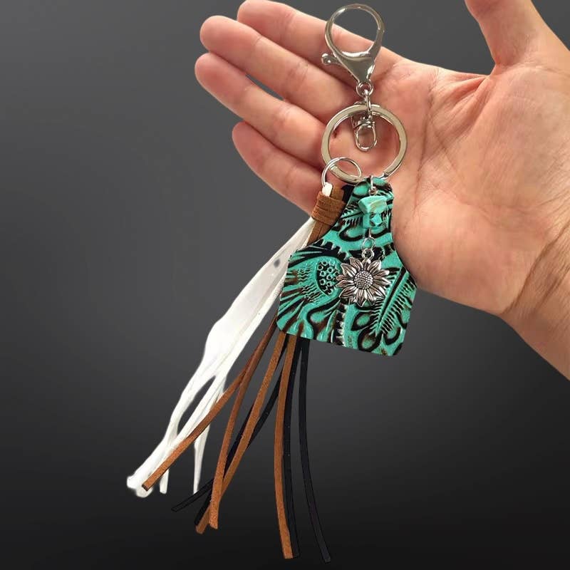 Westrian International - Wholesale Keychain - Unisex - Cow Tag Tassel Vegan Leather Keychain0