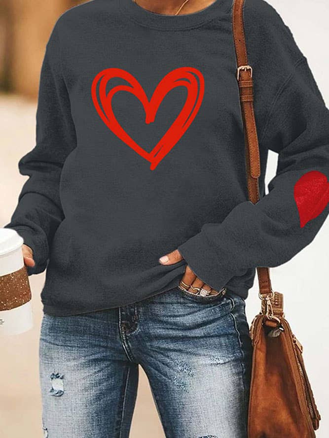 UNISHE - Wholesale Graphic Sweatshirt - Women's - Mothers Day Heart Classic Crew Sweatshirt STC189D058