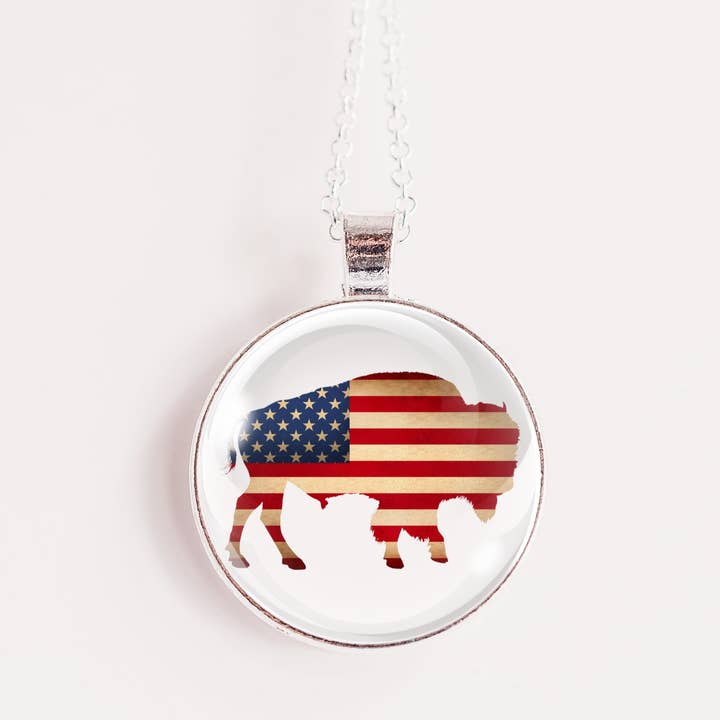 American Flag Buffalo Necklace for wholesale by Whimsy Spirit Shop