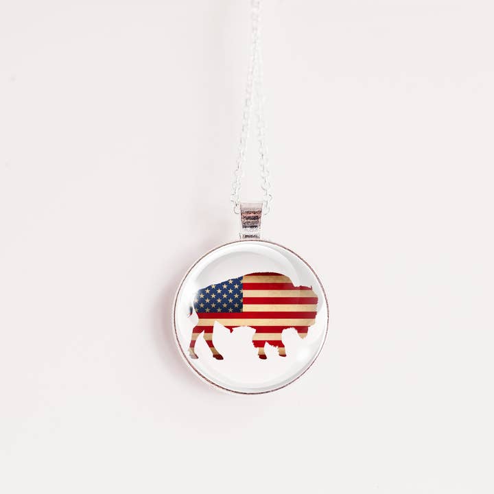 American Flag Buffalo Necklace for wholesale by Whimsy Spirit Shop