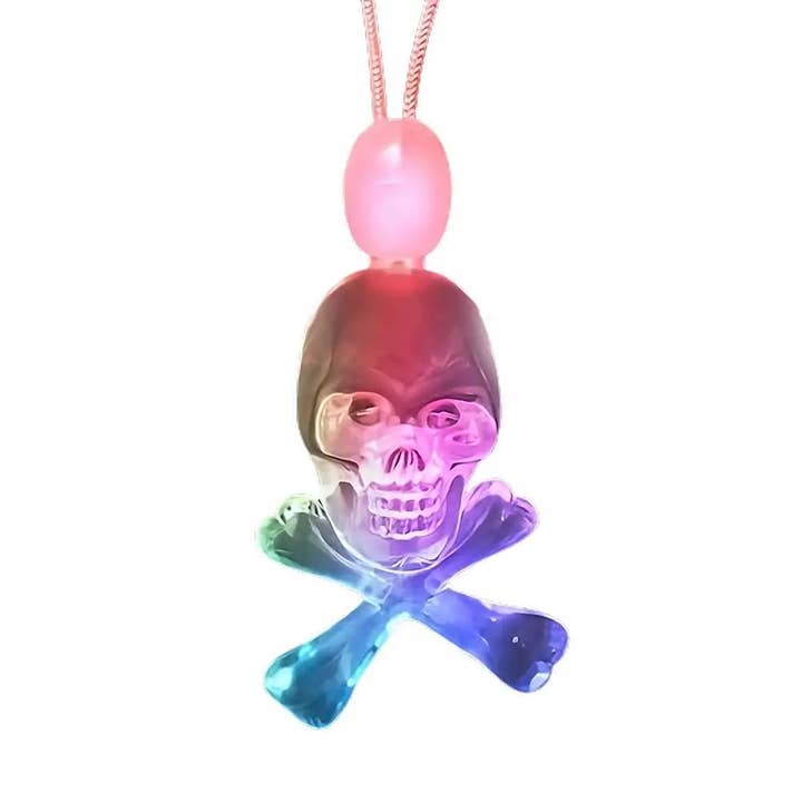 Blinkee.com, LLC - Wholesale Pendant/Charm Necklace - Light Up Acrylic Pirate Skull and Crossbones Charm Necklace