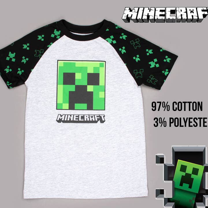 Fringoo Group Ltd – wholesale Screen-printed t-shirt – Kids – Minecraft Creeper T Shirt - Grey
