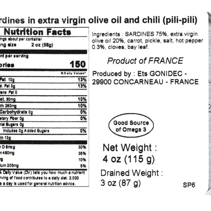 Gourmet Food Solutions, Inc. - Wholesale Tinned Fish - Mouettes d'Arvor Sardines w/ Chili & Extra Virgin Olive Oil