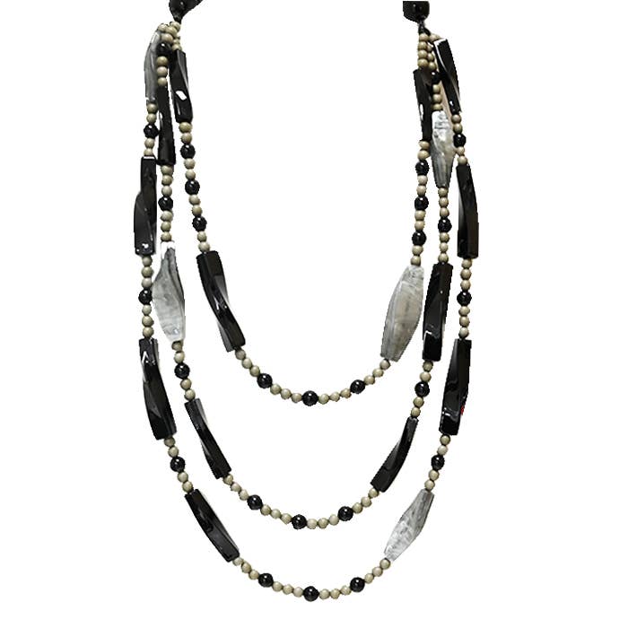 AMORINO SRL - Wholesale Beaded/Pearl Necklace - LONG THREE-WIRE NECKLACE WITH RESIN BEADS - FT24192A301