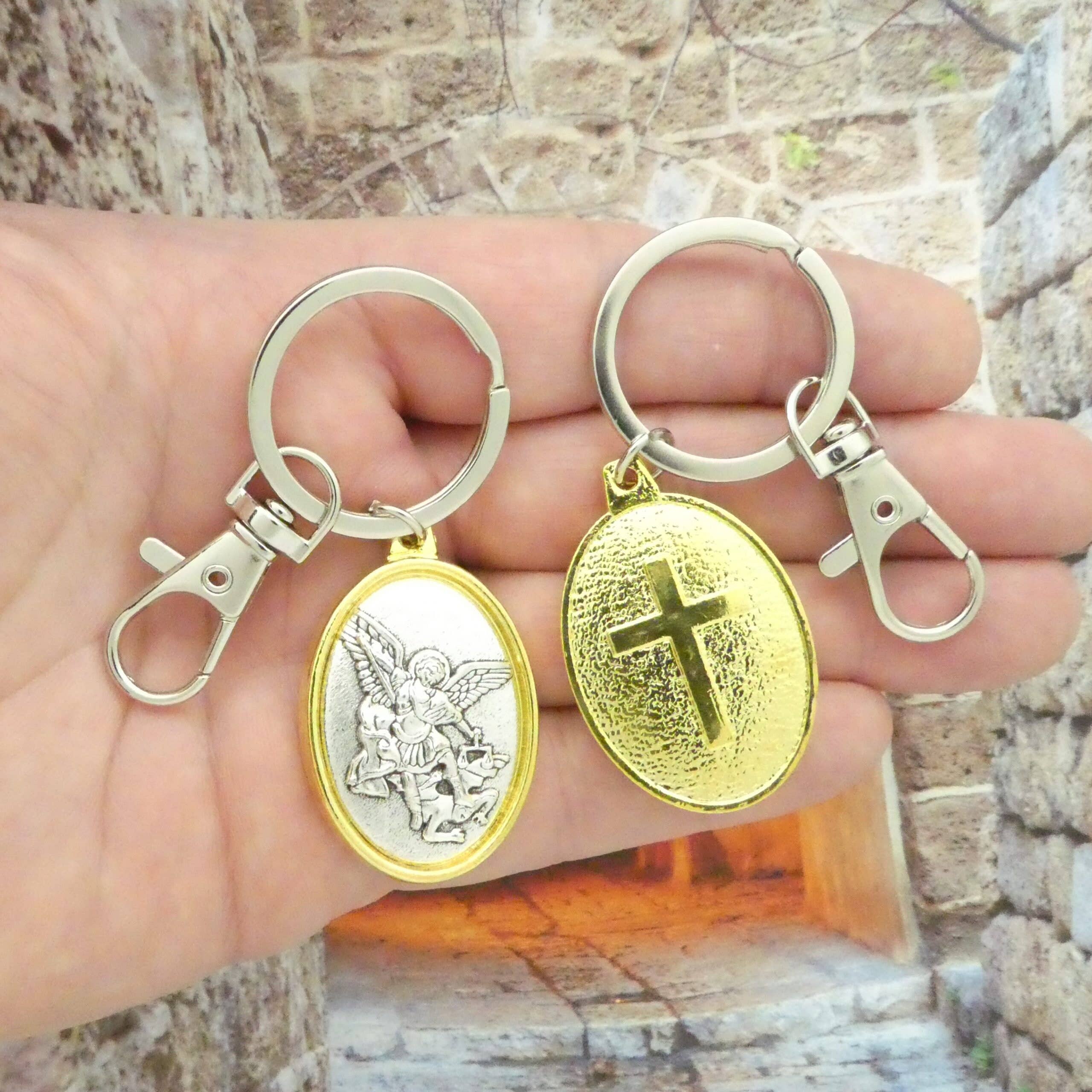 Treasure Island - Wholesale Keychain - Unisex - St Michael Unisex Keychain in Silver and Gold by TIJC6