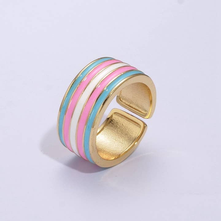 Aim Eternal – Anel de banda por atacado – Anéis da Bandeira do Orgulho Anel LGBTQ Ouro Revestido Ajustável Aberto Empilhável Anel Trans Gay Pansexual Não Binário Bissexual Genderfluid Assexual Genderqueer U-061~U-06810