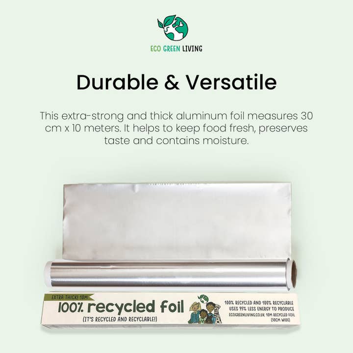 Eco Green Living - Wholesale Food Storage Wrap/Bag - 100% Recycled Aluminium Foil - 30cm x 10m