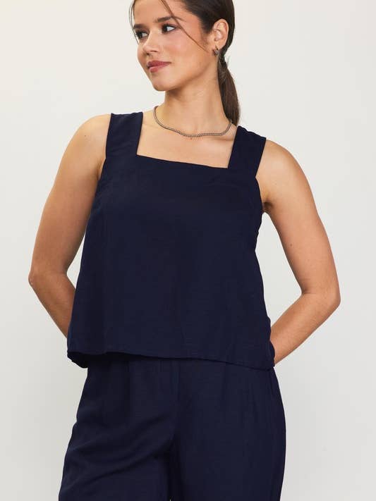 Tanktop med firkantet halsudskæring i hørblanding for engroshandel hos SKIES ARE BLUE