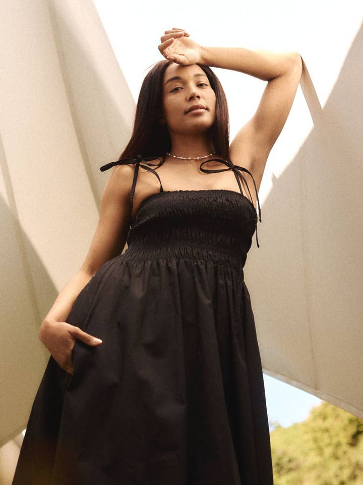Mira Dress // Black Cotton Popli for wholesale by ASME STUDIOS
