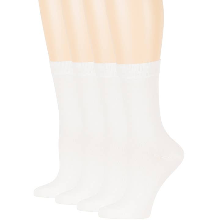 Women's Bamboo Dress Crew Socks - 4 Pack - White for wholesale by 7Bigstars Kingdom