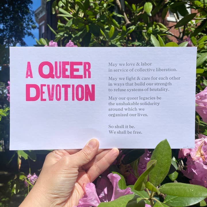 Letterpress Print: A Queer Devotion for wholesale by radical emprints