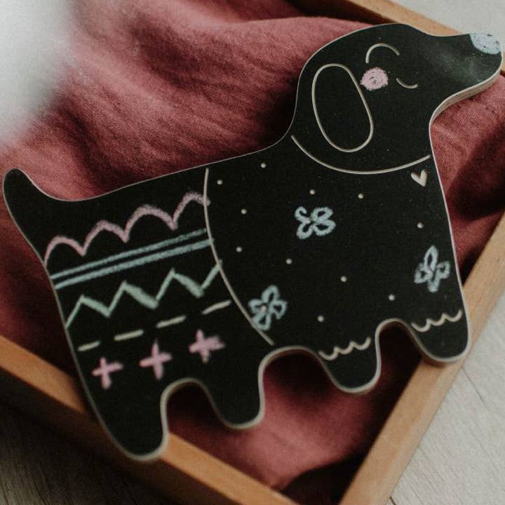 milin - Vente Tableau noir - Enfant et bébé - Chien, tableau noir en forme d'animal/avec craie