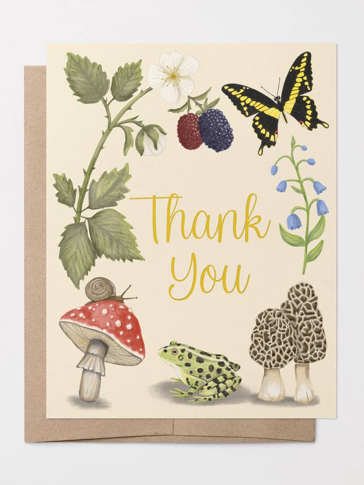 Tak Guldfolie Natur Hilsen Kort | A2 for engroshandel hos Lucid Moon Studio, LLC