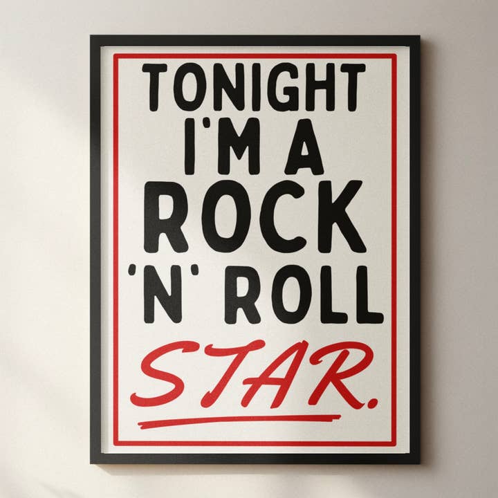 Blue Iris Designs Co - Wholesale Art Print - Rock ‘n’ Roll Star retro style printÂ