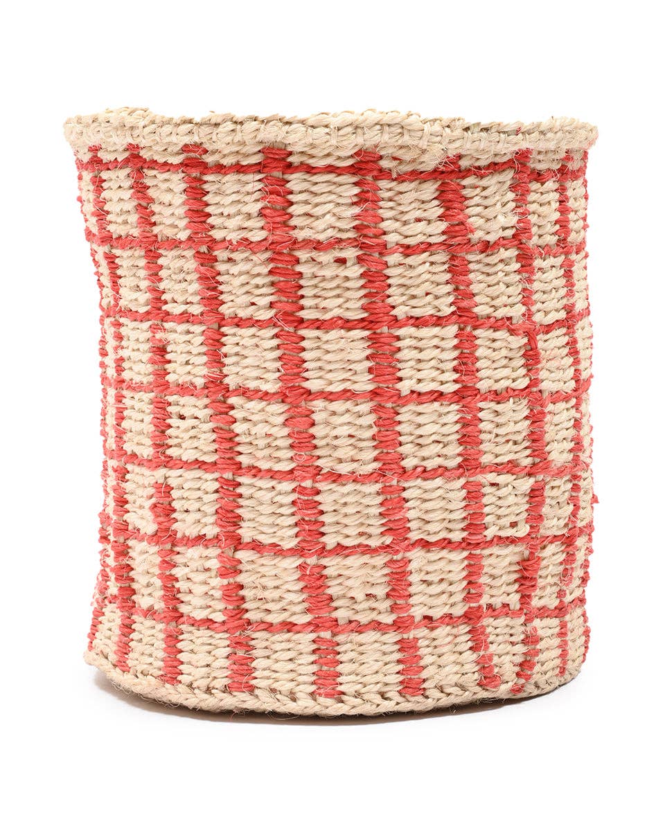 SAHIHI: Red Check Woven Storage Basket | Planter | Toy Basket | Desk Tidy for wholesale on Faire4
