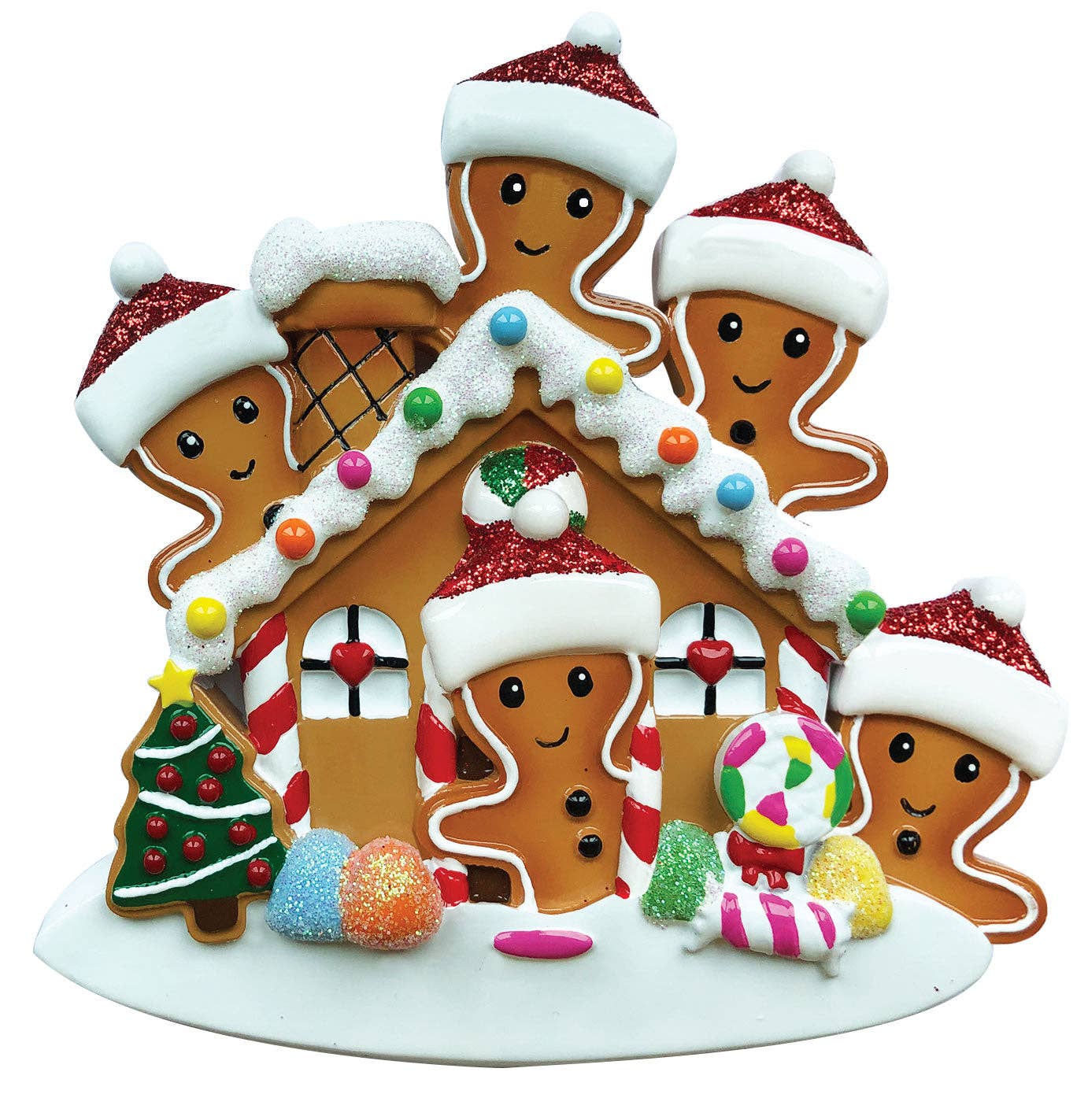 PolarX Ornaments - Vente Objets de décoration - Ornement personnalisé Gingerbread House Family3
