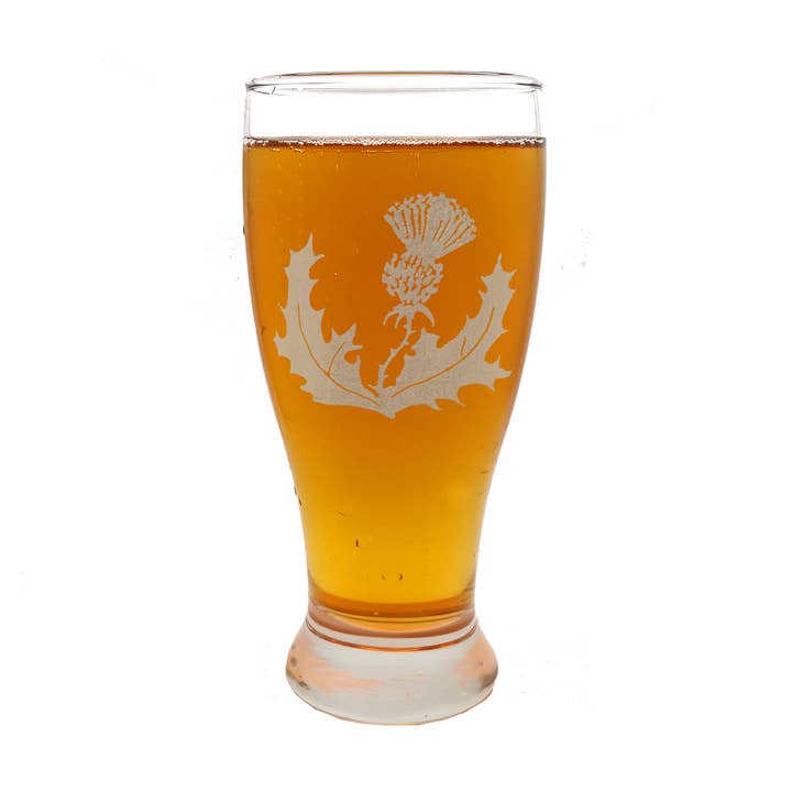 Scottish Thistle Engraved Pint Glass for wholesale by Lyoncraft