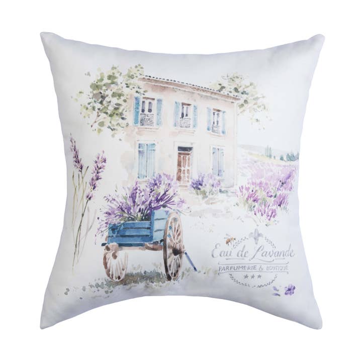 Coussin décoratif d'intérieur/extérieur Lavande Wagon Field Floral pour la vente par C&F Home