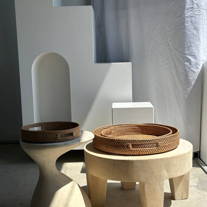 Office Objets - Wholesale Basket - Set of three handcrafted Indonesian wicker baskets in natural rattan (caramel)18