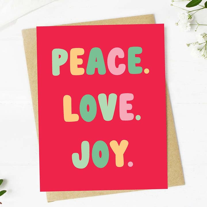 Big Moods - Wholesale Christmas Card - "Peace. Love. Joy." Christmas Text Card0
