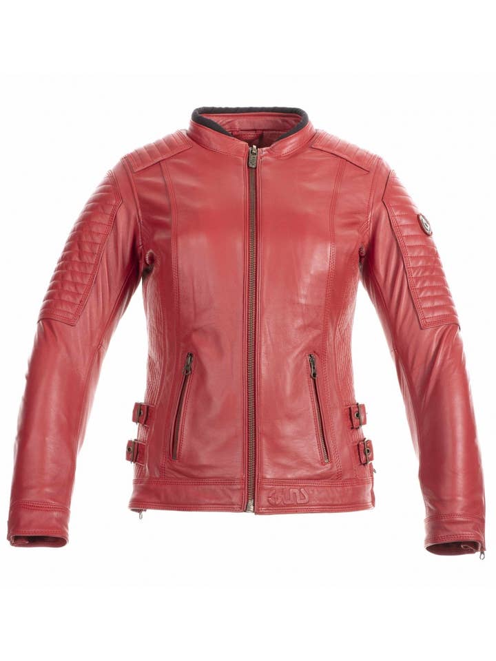 Giacchetto da moto in pelle rossa LEGACY per la vendita all'ingrosso da parte di Guns