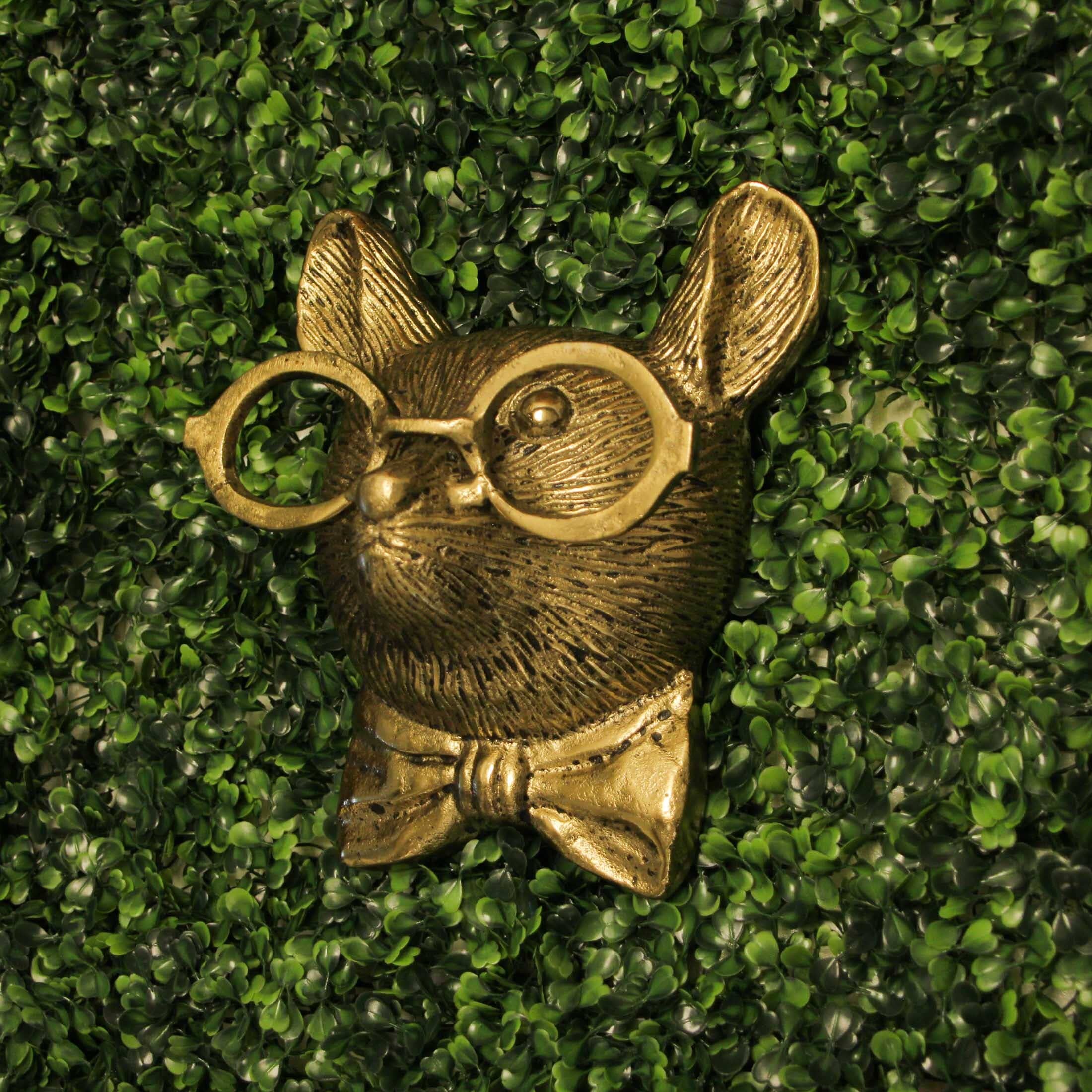 Zeckos - Wholesale Wall decor – Kids & Baby - Gold Mouse Head Wall Hanging with Spectacles – 8.5" High2