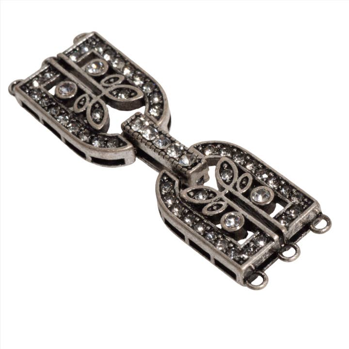 35,5 mm x 11 mm Gerahmte Sprout Pavé Kristallschnalle - Aus Messing - Einzeln verkauft - CL/39 für den Großhandel von Continental Beads