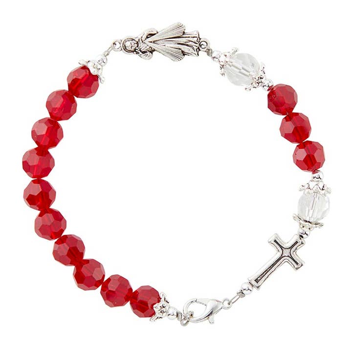 Christian Brands Catholic - Wholesale Beaded Bracelet - Red Divine Mercy Bracelet
