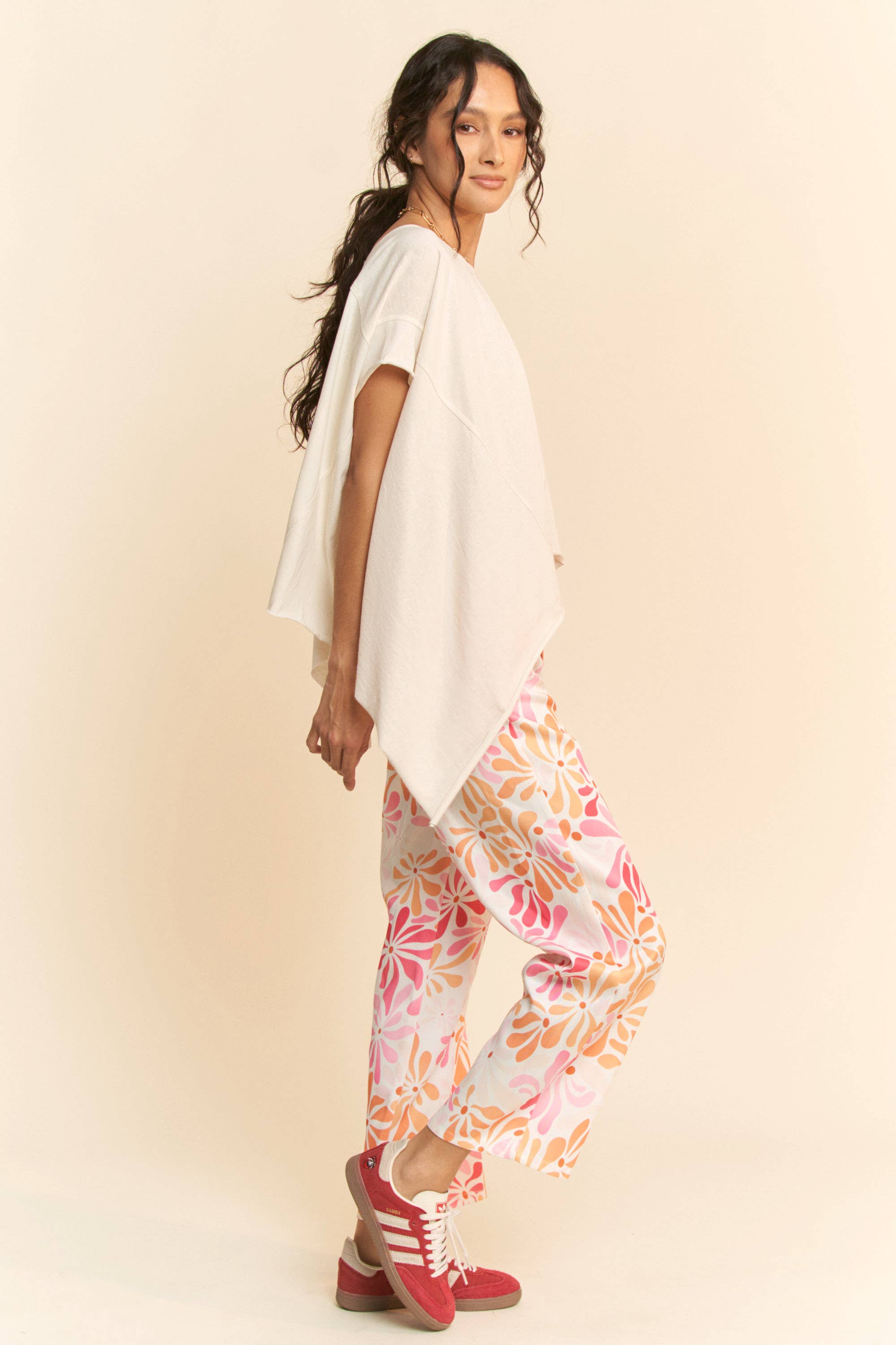 FLORAL PRINTED LIGHTWEIGHT  STRAIGHT LEG PANTS for wholesale on Faire8