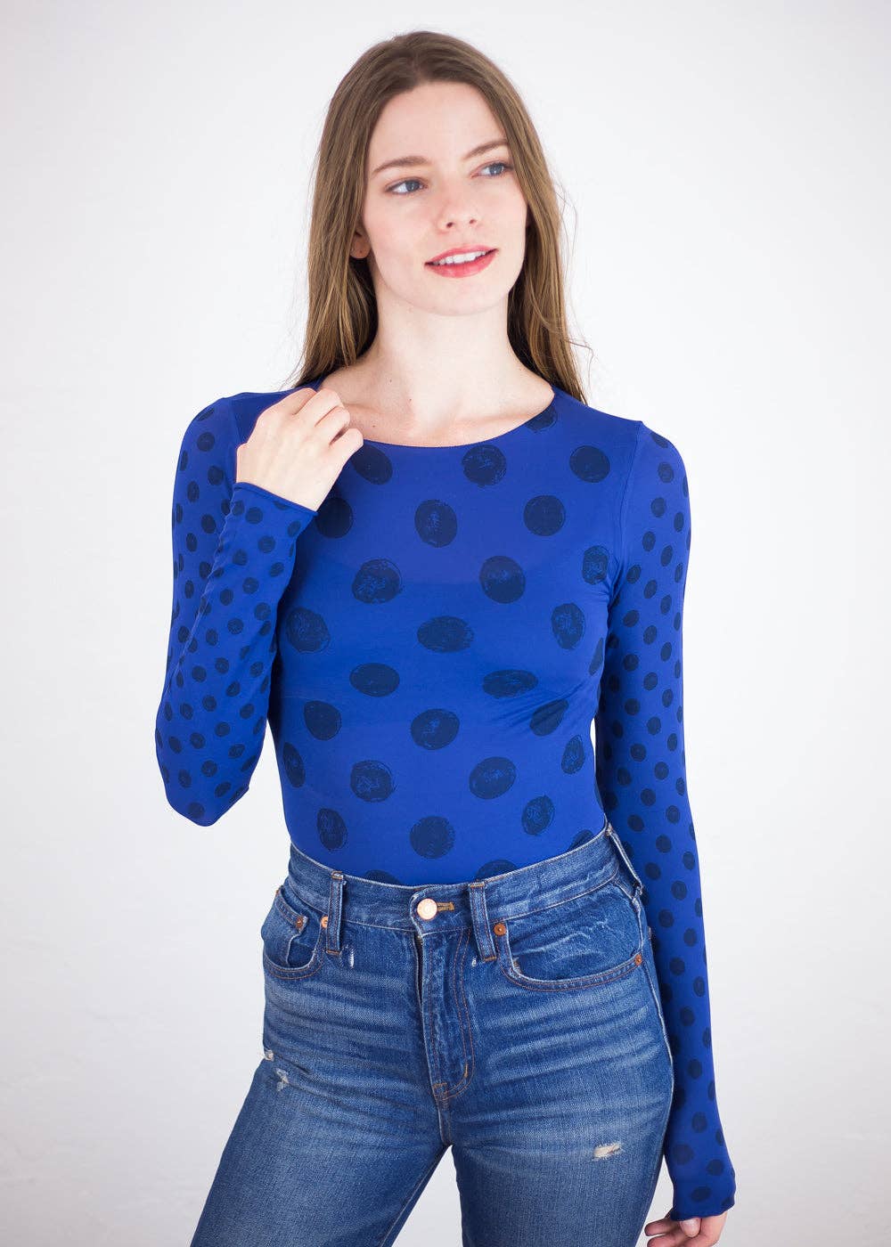 AMB Designs - Wholesale Knit Top - Women's - Grunge Polka Dot Raw Edge Second Skin Top9