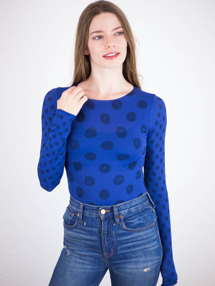 AMB Designs - Wholesale Knit Top - Women's - Grunge Polka Dot Raw Edge Second Skin Top9