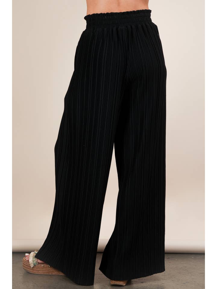 VERY J - Wholesale Pants - Women's - NP70826-Leopard Print & Solid Wide Leg Pleated Pants4