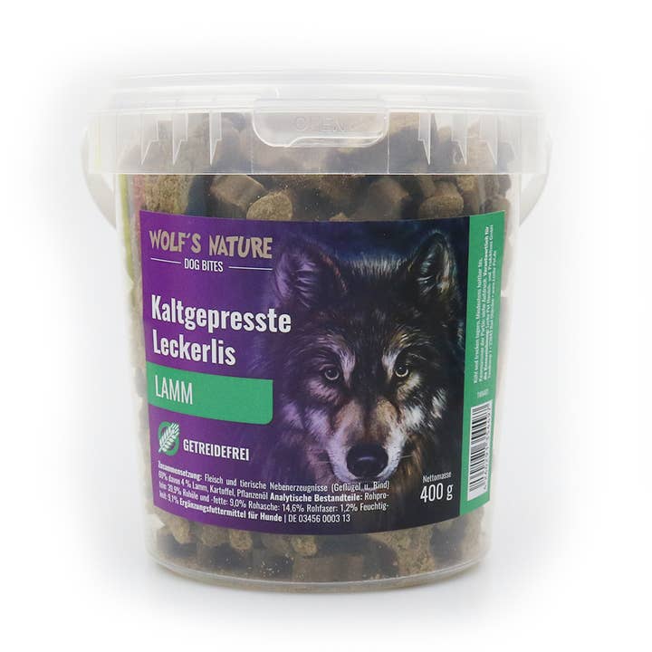 Mordidas de cachorro Wolf's Nature® com cordeiro 400 g por atacado de Lucky-Pet Handels- und Produktions GmbH